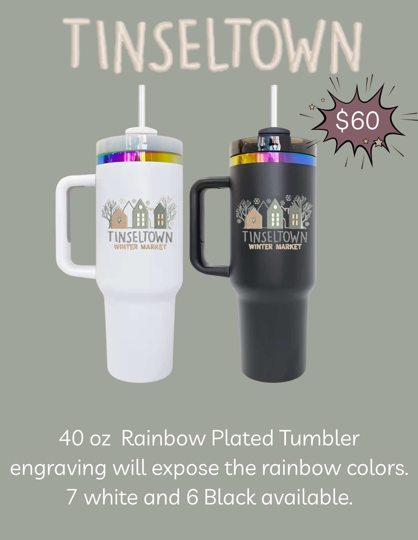 TINSELTOWN RAINBOW PLATED TUMBLER