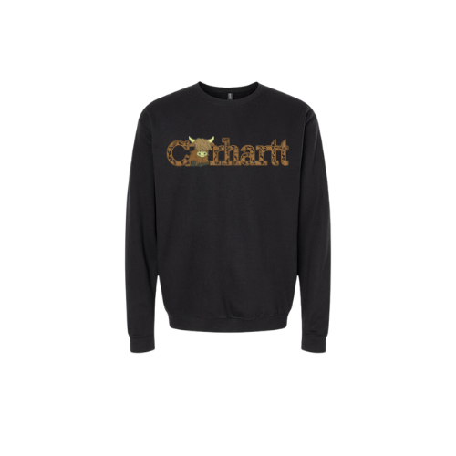 Highland Cow Crew Neck Embroidered Sweater