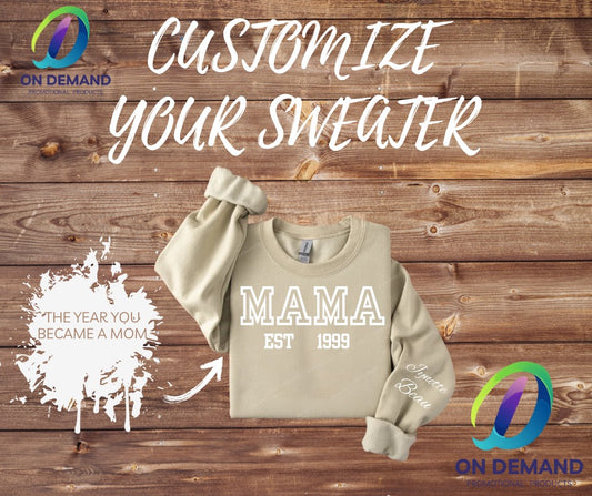 Mama Crew Neck Screen Print Sweater